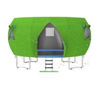 Nuytghr Trampoline Canopy Top, UV Sunshade Tent, 14ft Outdoor Cover, Beige, Green, Breathable Mesh Panels, Easy Tie Design, Blue, Round, Backyard Playground Roof for Kids' and Safe Jumping
