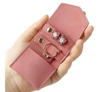 Nuytghr Travel Jewelry Pouch, Portable Jewelry Organizer, Foldable Case, White, Pink, Gray, Multiple Zippered Compartments, Compact Soft Storage Design, Ideal for Trips Purse Suitcase Use