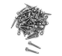 NUZAMAS 50 piezas rosca 5,5 x 32 mm acero inoxidable 304 tornillo Tek autoperforante con arandela, para madera, cierre de metal