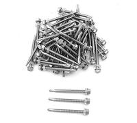 NUZAMAS - 50 tornillos Tek autoperforantes de acero inoxidable 304 de 5,5 x 60 mm con arandela, para madera, cierre de metal