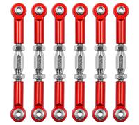 NUZAMAS 6 unidades de 71 mm de metal ajustable amortiguador RC Auto Tensor RC Barra de tracción de aleación de aluminio Juego de conexión para 1/10 RC Auto Buggy Touring Car Rojo