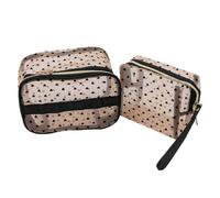 NUZAMAS Bag- Juego de 2 Bolsas de cosméticos de Malla con corazón Rosa, Bolsa de Maquillaje portátil de Viaje, Bolsa de Aseo de Viaje, Mini Bolsa de Malla con Cremallera, Organizador de m