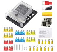 NUZAMAS Bloque de panel de fusibles de 12 voltios Panel de fusibles para barcos con indicador LED de fusibles quemados-6 circuitos con caja de fusibles de bus negativo para automóvil Camión DC 12-24V