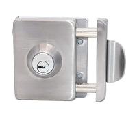 NUZAMAS Cerradura de puerta de cristal doble de acero inoxidable 201, acabado cuadrado cepillado con asa, broche de puerta sin marco para cristal de 10-12 mm de grosor, para casa, oficina, muebles