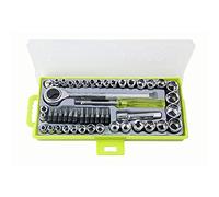 Nuzamas [des] 50 pcs Clé à douille de douilles 1/10,2 cm 3/20,3 cm Clé à cliquet réversible Poignée DR Drive Clé à cliquet 12 Vis hexagonale Drive Bitstools avec étui