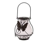 NUZAMAS Farolillo solar para colgar, lámpara de jardín, energía solar, mariposa, llama, farol impermeable, decoración de jardín, decoración para exteriores, para porche, patio, mesa, césped, terraza