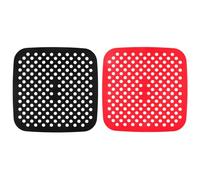 NUZAMAS Juego de 2 alfombrillas cuadradas reutilizables de silicona para freidora de aire de 19 cm y antiadherentes