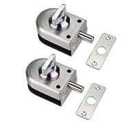 NUZAMAS - Juego de 2 cerraduras de puerta de vidrio de acero inoxidable 304, cerradura de piso, cerradura de tierra para baño, inodoro, tienda, puertas de vidrio sin marco, medio redondo