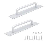 NUZAMAS Juego de 2 manijas de puerta corredera de aleación de aluminio, manijas de puerta de incendio, manijas redondas para puerta de armario, 20 cm x 4 cm, color plateado