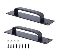 NUZAMAS - Juego de 2 manijas de puerta corredera de aleación de aluminio, manijas de puerta de incendio, manijas planas para puerta de armario, 20 cm x 4 cm, color negro
