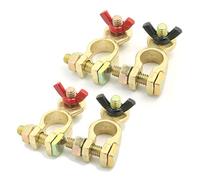 NUZAMAS - Juego de 2 terminales de batería aisladores para motocicleta, camión, furgoneta, caravana, conectores maestros de batería con tuerca de mariposa 12/24 V, abrazaderas de batería