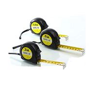 NUZAMAS Juego de 3 cintas métricas de 7,5 m, 5 m, 3 m, retráctil, resistente, métrica, pulgadas y medición imperial, para construcción, contratista y bricolaje, color amarillo
