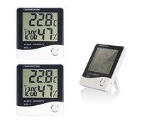 NUZAMAS - Juego de 3 termómetro digital pantalla LCD grande de humedad y reloj, medidor de higrómetro para interiores, monitor de temperatura y humedad para oficina en casa