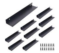 NUZAMAS - Juego de 8 tiradores de labios de cocina, aleación de aluminio, color negro mate, manijas de puerta, manija oculta para puerta de cajón de cocina, armario, 20 cm