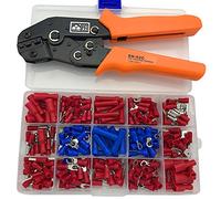 nuzamas tenaza crimpadora con Terminales aislados, capacidad de Cable 0,25 - 2,5 mm², AWG 23 - 13 incluye 240 Terminales/conectores