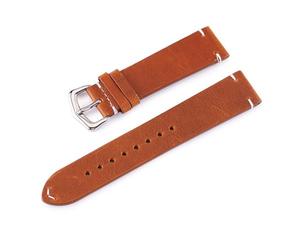 NUZIXINXW 18 mm 19 mm 20 mm 21 mm 22 mm 24 mm Correa de reloj de cuero retro Correa de reloj Correa de cuero Correa de reloj con pasadores de resorte, marrón, 19 mm