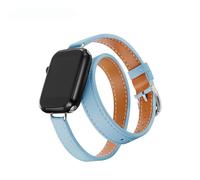NUZIXINXW Banda para reloj Ultra 49 mm 45 mm 42 mm 44 mm 41 mm 38 mm 40 mm Correa de cuero de doble recorrido para Iwatch Series 9 8 7 6 Se 5 4 3 2 Correa, azul cielo, 42 mm, 44 mm, 45 mm, 49 mm