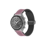 NUZIXINXW Correa de cuero de 20 mm para Omega X Swatch Joint MoonSwatch Planet Hebilla magnética de metal para reloj Swatch Accesorios de banda de silicona, Púrpura, 18 mm