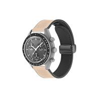 NUZIXINXW Correa de cuero de 20 mm para Omega X Swatch Joint MoonSwatch Planet Hebilla magnética de metal para reloj Swatch Accesorios de banda de silicona, albaricoque, 18 mm