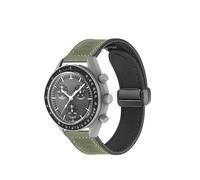 NUZIXINXW Correa de cuero de 20 mm para Omega X Swatch Joint MoonSwatch Planet Hebilla magnética de metal para reloj Swatch Accesorios de banda de silicona, verde, 18 mm