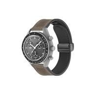 NUZIXINXW Correa de cuero de 20 mm para Omega X Swatch Joint MoonSwatch Planet Hebilla magnética de metal para reloj Swatch Accesorios de banda de silicona, Gris marrón, 18 mm