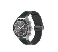 NUZIXINXW Correa de cuero de 20 mm para Omega X Swatch Joint MoonSwatch Planet Hebilla magnética de metal para reloj Swatch Accesorios de banda de silicona, verde oscuro, 18 mm