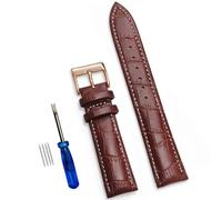 NUZIXINXW Correas de Reloj de Pulsera Suaves Correa de Reloj de Cuero cómoda 12/14/16/18/20/22/24 mm Herramienta de Banda con Hebilla de Reloj, marrón Oscuro y Blanco 2,14 mm