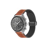 NUZIXINXW Cuero de 20 mm para hebilla magnética de metal Omega para accesorios de correa de silicona de reloj Swatch, marrón, para MoonSwatch