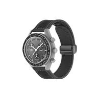NUZIXINXW Cuero de 20 mm para hebilla magnética de metal Omega para accesorios de correa de silicona de reloj Swatch, negro, para MoonSwatch