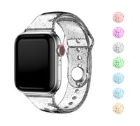 NUZIXINXW Reloj adecuado para watch8 3/4/5/6/7 generación Correa con hebilla inversa brillante Correa deportiva de TPU, Plata, 38/40/41 mm