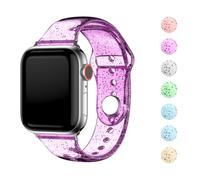 NUZIXINXW Reloj Adecuado para Watch8 3/4/5/6/7 Generación Correa con Hebilla Invertida con Purpurina Correa Deportiva de TPU, Púrpura, 38/40/41 mm