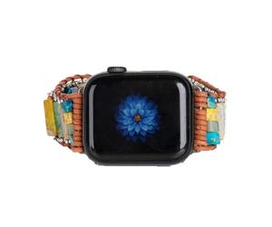 NUZUJX Correa de pulsera de reloj Chakra compatible con reloj de 38 mm, 40 mm, 41 mm, 42 mm, 44 mm, 45 mm, 42-45MM Watch Plate, Piedra