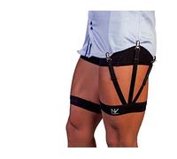 NV Holders: S-Holder - Estancias de camisa premium, soportes para camisas, ligas de camisa, tuckers de camisa para hombre, Negro -, S (48/53 cm)