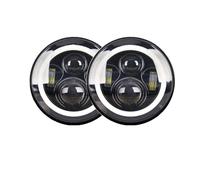 NVETJMUA Coche Faros Delanteros Faros LED Redondos 7 Pulgadas Para Wrangler Con Halo, Luz Diurna (DRL) E Intermitentes (12V/24V). Delantero Conjunto(2PC a)