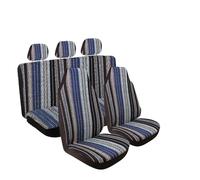 NVETJMUA Juego Completo Fundas Asiento Coche A Rayas con Almohadillas para Cinturón Seguridad Y Funda para Volante Universales Lavables Fundas para Asientos(Blue)