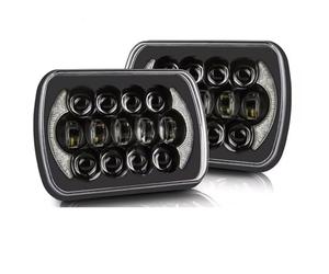 NVETJMUA Juego De Faros Delanteros Para Jeep Para Cherokee XJ Para Wrangler YJ H6054 5x7 7x6 Faros delanteros LED Luz alta Para señal de giro Para DRL Faro Delantero(2x Black C)