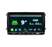 NVGOTEV Android 14.0 Radio para VW Skoda Seat con Wireless Carplay/Android Auto, 9 Pulgadas Radio de Pantalla táctil 4+64GB Soporte Bluetooth 5.0 WiFi 4G GPS Navi DSP Dab+ FM RDS SWC TPMS OBD