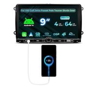 NVGOTEV Radio para VW Skoda Seat con Wireless Carplay/Android Auto, 9 Pulgadas Radio de Pantalla táctil 4+64GB Soporte Bluetooth 5.0 WiFi 4G GPS Navi DSP FM Am RDS SWC