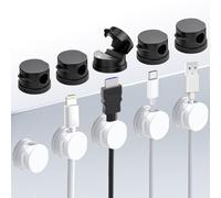 NVGVUP 10 Clips Magnéticos para Cables, Giratorios 360°, Organizador Cables Clip, Adhesivos y Ajustables para USB/HDMI/PC, Cables de Carga, Cable de Audio