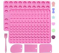 NVGVUP 2 alfombrillas de silicona para hornear galletas para perros: alfombrillas para golosinas para perros, mini huesos de perro+forma de huella de pie con raspador, pincel para hornear, para DIY