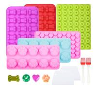 NVGVUP Alfombrilla de Silicona para Hornear Golosinas para Mascotas, 10 Piezas Molde para Hornear Galletas para Perros con Raspador de Masa y Brocha Cocina, para Chocolate, Galletas, Caramelos, Jalea