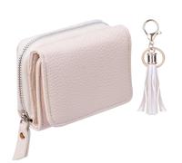 NVGVUP Cartera PequeñA para Mujer, De Piel SintéTica, con Borlas, Llavero, Mini Monedero con BotóN De PresióN, Cremallera y Compartimento para Monedas (Blanco)