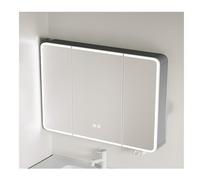 nviusdSJ Espejos de baño, con 2 Puertas Espejos, Material de aleación Aluminio, desempañador un botón, diseño iluminación Envolvente(Grey,120 * 70cm/47.2 * 27.5in)