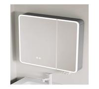 nviusdSJ Espejos de baño, con 2 Puertas Espejos, Material de aleación Aluminio, desempañador un botón, diseño iluminación Envolvente(Grey,70 * 70cm/27.5 * 27.5in)