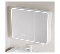 nviusdSJ Espejos de baño, con 2 Puertas Espejos, Material de aleación Aluminio, desempañador un botón, diseño iluminación Envolvente(White,70 * 70cm/27.5 * 27.5in)