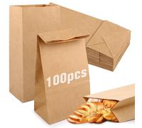 NVIYAM 100PCS Bolsas Papel Kraft, Kraft de Papel Marrón, 18 * 9 * 5.5cm Bolsas de Papel Marrón para Regalos, Bolsa de Papel de Alimentos, Bolsas de Papel Pequeñas, Bolsas para Sándwiches