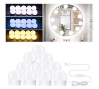 NVIYAM 10pcs Luces Led Espejo, Luces para Espejo Maquillaje, Luces para Tocador de 3 colores, Luces Tocador, Luz para Espejo, Luces Espejo Estilo Hollywood, para espejo de maquillaje, espejo de baño