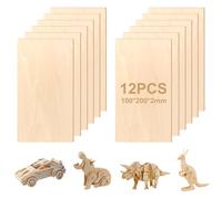 NVIYAM 12 Piezas Madera de Balsa Fina, 100x200x2mm Madera Contrachapada, Tablero Contrachapado, Sin Terminar Tablero Madera para Manualidades Decoración,Proyectos de Láser,Pintura,Modelado