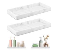 NVIYAM 2 Piezas Bandeja Baño, Bandeja Rectangular Antideslizante de Resina de Cuarto de Baño, Bandeja de Marmol Patrón Deco para Servir para Tela, Velas, Toalla, cosmético pequeño, Plantas