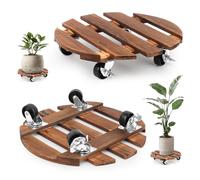 NVIYAM 2 ruedas para plantas, 30 cm, redondas, para plantas, exteriores, resistente a la intemperie, posavasos con ruedas, resistente al agua, para exteriores, resistente